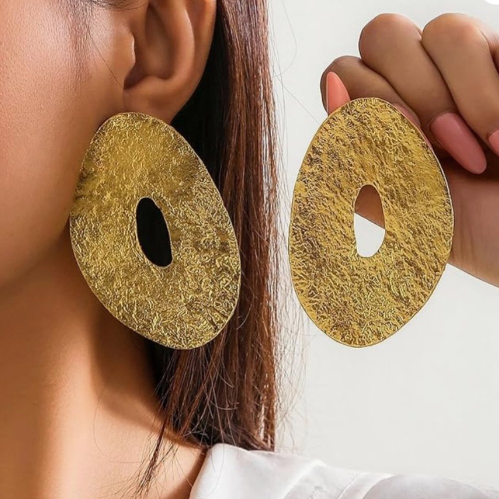 Gold Hoop Statement Earrings
